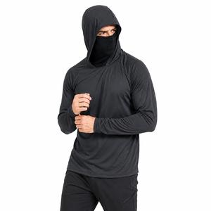 Sweat-shirt à capuche noir pour homme, manches longues, UPF 50, séchage rapide, performance, pêche, couleur unie, pull-over - Product Image 5