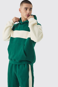 Men Oversized Slim Fit Autumn Blocking Hooded <b>Tracksuit</b> Men Custom Logo Cotton Jogger Set Wholesale Jogger set Sportswear - Product Image 2