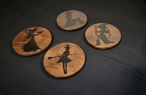 Modern <b>Witch</b> Theme Wooden Coasters Perfect For Drinks Stylish Table <b>Decor</b> And Halloween Party Accessories Wholesale From India - Product Image 4