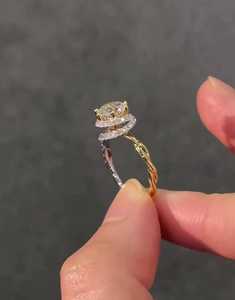 แหวนเพชรทรงกลม 2.02 กะรัต ประดับเพชรรอบวง ดีไซน์หรูหรา สำหรับผู้หญิง ทองคำแท้ 14K เหมาะสำหรับงานแต่งงาน ของขวัญสำหรับคู่รัก - Product Image 4