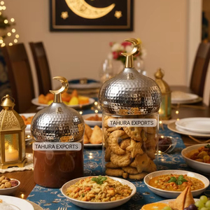 Tarro de cristal artesanal superventas 2026 para decoración de mesa de Ramadán, nuevo estilo con tapa de minarete y jarra para Eid - Product Image 1