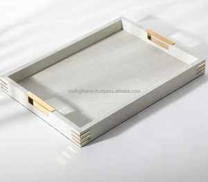 Wholesale PU Leather Home Decorations Kitchen <b>Food</b> Storage Serving <b>Tray</b> for Tea Bread Natural Agate Coasters - Product Image 1