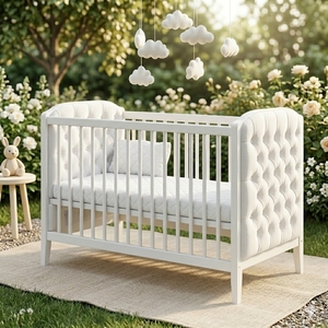 BED COT CARVED MAHOGANY NURSERY FURNITURE HANDMADE FROM INDONESIA <b>WHITE</b> AQ98865 - Product Image 1