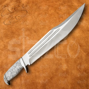 Couteau Bowie D2 en acier, fabriqué à la main, avec manche en pierre précieuse, pour la chasse, la survie, tactique, lame fixe, avec étui en cuir. - Product Image 3