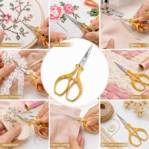Ciseaux de couture à manche en métal doré, lame en acier inoxydable, outils de bricolage et de beauté, petite taille, OEM MANAN INSTRUMENTS - Product Image 5