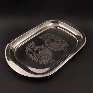 Stainless Steel Multipurpose Serving <b>Tray</b> Poonam Food Grade Steel Dinnerware <b>Mirror</b> Finished Serving Plate for Kitchen - Product Image 5