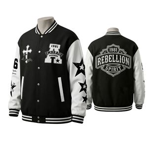 Blouson universitaire personnalisé haut de gamme, écologique et chauffant, style rébellions d'hiver, avec broderie complète, streetwear, pour homme - Product Image 1