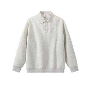 350G algodón poliéster hombres alta calidad gota hombro colega sudadera de manga larga talla grande Casual Polo en blanco - Product Image 6