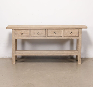 Rustic Reclaimed Elm <b>Console</b> <b>Table</b> Four Drawer Farmhouse Entryway <b>Table</b> Wooden Hallway <b>Storage</b> Shelf Vintage Home Furniture - Product Image 1