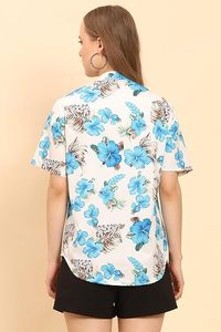 Womens Casual <b>Shirt</b> Soft Beach <b>Shirts</b> Floral Tropic Print V Neck T-<b>Shirt</b> <b>Short</b> <b>Sleeve</b> <b>Button</b> <b>Up</b> Tops - Product Image 3