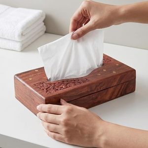 Handmade Wooden <b>Tissue</b> Box Holder Carved <b>Tissue</b> Case Eco Friendly Napkin Holder for Home Hotel Cafe - Product Image 1