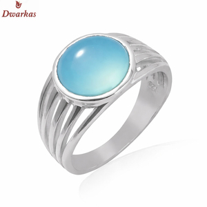 Bagues en argent sterling 925 de haute qualité avec pierre précieuse calcédoine bleue pour femmes, design élégant, boîte cadeau, directement de l'usine - Product Image 1