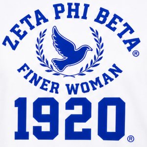 Zeta Phi Beta Sweatshirt <b>Shorts</b> <b>Set</b> <b>Women</b> White Royal Blue Finer Woman Dove 1920 Crewneck Striped Cuff Lounge Two Piece Sorority - Product Image 5