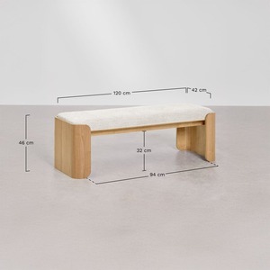 Banco de Madera Moderno con Cojín de Tela de 120 cm, Muebles para Sala de Estar, Diseño Minimalista, Taburete Otomano para el Hogar - Product Image 6