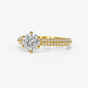 Bague de mariage en or jaune 10K VBS-75 avec diamant rond de 1,45 carat couleur E clarté VS1, bague à deux rangs de diamants, diamant cultivé en laboratoire - Product Image 4