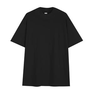 Camiseta de manga corta de algodón puro con cuello redondo, color sólido, hilo doble de 280g, con logotipo bordado personalizado, precio de fábrica de Bangladesh y China. - Product Image 1