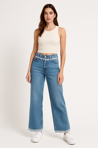 Jeans de Mujer de Cintura Alta, Estilo Recto, Elásticos, Ajustados, Lavado Vintage, Tejido Denim Sólido, Corte Slim, Casuales, Alta Calidad - Product Image 5