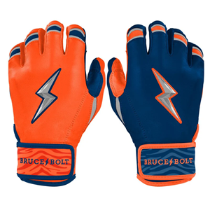 Custom Bruce Bolt Inspired Cabretta Leather Baseball Batting Gloves <b>Chrome</b> Series with Short Cuff Wrist Support - Product Image 1