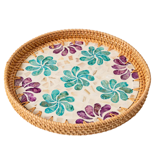 Handmade Mother Of Pearl Serving Tray <b>Black</b> MOP Inlaid Decorative Ottoman Tray Elegant Wood Mosaic Home Decor Platter For Sale - Product Image 5