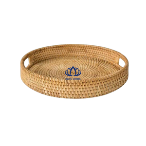 BLUE LOTUS High Quality Sustainable Wicker Basket Handcrafted Rattan Serving Tray Eco-friendly Food Fruit Organizer Floral - Product Image 1