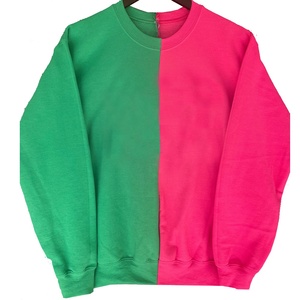 Sweat-shirts décontractés pour femmes, couleur verte et rose, motif uni, patchs brodés, pour sororités et fraternités - Product Image 1