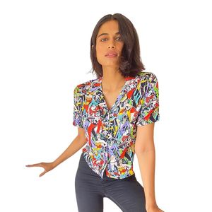 Chemises Hawaïennes en Coton Imprimées Multicolores pour Femmes et Filles Girl Gang - Product Image 1