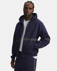 2026 Men's Navy Zipper Hoodie 100% Cotton Breathable Regular Fit Casual Autumn Wear Solid Color - Product Image 1