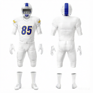 American Football Jersey Set White Blue 85 Number V-<b>Neck</b> Short Sleeve <b>Padded</b> Fitted Men's Uniform All Seasons - Product Image 1