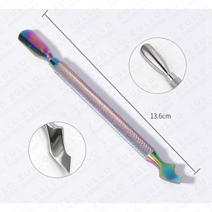 Luxury Double End Stainless Steel Cuticle Pusher Rainbow Nail Dead Skin Remover Manicure <b>Pedicure</b> <b>Tool</b> OEM - Product Image 4