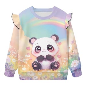 Vêtements personnalisés en gros pour enfants, sweat-shirt à manches évasées, col rond, pour enfants, avec manches évasées, pour l'automne et l'hiver - Product Image 3