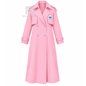 Manteau long Jack & Jill of America avec logo brodé sur le devant, manches longues, col cranté, en laine bleu ciel et rose pour femme - Product Image 1