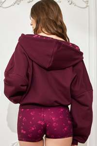 Plus Size Women Floral Print Oversized Hooded <b>Zip</b>-<b>Up</b> Sweatshirt Full Sleeve Fleece Jacket Autumn Wear - Product Image 2