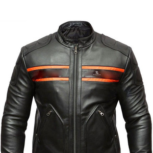 Blouson de moto vintage en cuir véritable pour homme – Vêtement d'extérieur décontracté d'hiver style motard – Fabricant - Product Image 3
