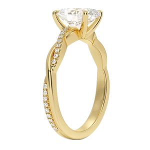Anillo de Compromiso de Oro de 14K con Diamante Cultivado en Laboratorio, Chapado en Rodio, Banda Trenzada con Pavé, Joyería Fina para Mujer, Certificado para Aniversario de Bodas - Product Image 2