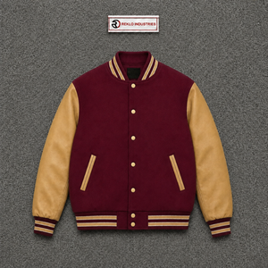 Chaqueta Varsity Premium de Lana Marrón con Mangas de Cuero Beige, Chaqueta Bomber de Béisbol Personalizada con Letras para Hombre y Mujer, Venta al Por Mayor - Product Image 5