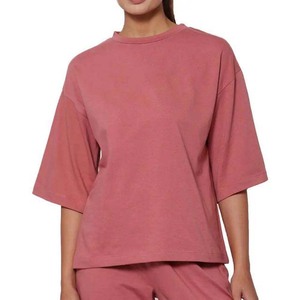 Camiseta Extra Grande de Cuello Redondo para Mujer, Color Sólido, Manga Corta, Corte Regular, 100% Algodón Jersey, Transpirable, Ecológica, Informal, Verano - Product Image 4