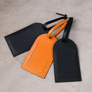 Personalized Genuine Leather Luggage <b>Tags</b> Custom Logo Travel Bag Labels Privacy Shield <b>Suitcase</b> <b>Tags</b> Gold LMP-0254 - Product Image 4