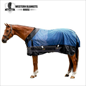 Couverture d'été imperméable et respirante pour cheval Western 420D Ripstop avec 4 sangles de fixation, grande rabat de queue et doublure en polyester, acier inoxydable - Product Image 5