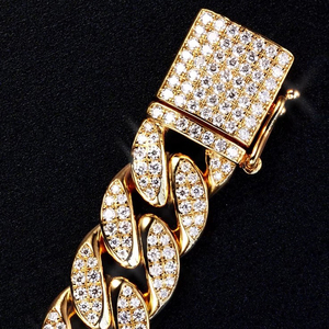 AMBER JEWELS Bracelet unisexe en or massif 14 carats avec chaîne en cristal et croix, style Hip Hop, serti griffe taille brillant, certifié IGI, pour mariage - Product Image 3