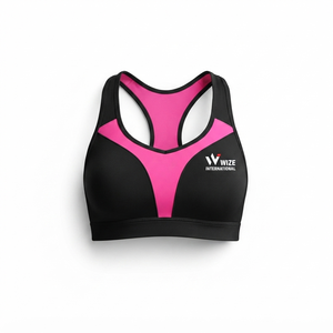 Sujetador deportivo WIZE INTERNATIONAL para mujer, estilo racerback, con bloques de color, transpirable, soporte medio, top de fitness con logo frontal - Product Image 4