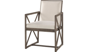 Sillón Moderno de Ratán Natural de Lujo con Cojín Tapizado en Lino Cómodo y Respaldo en X de Madera - Product Image 6