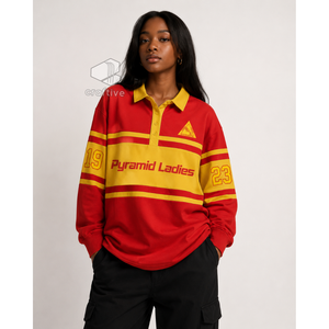 NSPDK Sorority <b>Women's</b> Striped Pique <b>Rugby</b> Shirt Color Block Long Sleeve Polo Collar Pullover Embroidered Graphic <b>Top</b> - Product Image 5