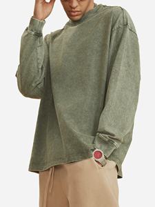 Camiseta de Algodón de Manga Larga con Estampado Gráfico Extra Grande, Cuello Redondo y Mangas en Contraste, Estilo Urbano para Hombre, OEM ODM - Product Image 1