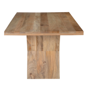 Table à manger en bois de manguier, finition naturelle, forme rectangulaire, base pliante en bois sur pied, style moderne, pour cuisine et salle à manger. - Product Image 5