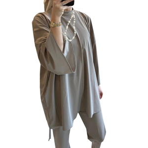 Maillot de bain sport à manches longues 2 pièces, Burkini islamique avec design frontal en cristal, bas à coupe haute, séchage rapide, maillot de bain modeste pour femme avec hijab - Product Image 5