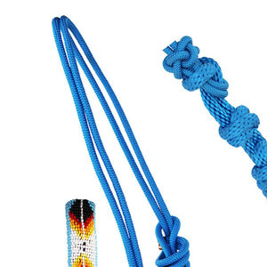 Blue Nylon Rope Horse <b>Halter</b> with Beaded Pattern and Adjustable Knots - Product Image 3