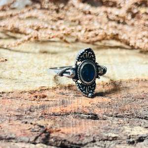 Anillo Floral Bohemio de Diseño Étnico con Gema, Anillo de Latón Oxidado Plateado Vintage para Mujer, Venta al por Mayor - Product Image 5