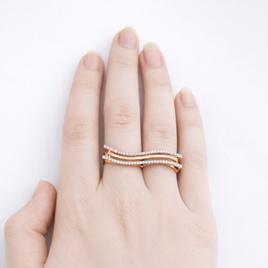 Namivaa Autre Micro Insert Vague Double Bande Anneau Femmes Moderne Empilable Mariage Fiançailles Fête Fine Jewelry Finition Polie - Product Image 5