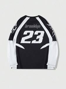 เสื้อฟุตบอลอเมริกันแบบยูนิเซ็กซ์สั่งทำพิเศษ สไตล์สตรีทแวร์ ทรงโอเวอร์ไซส์ ผ้าตาข่ายระบายอากาศ แขนยาว ฮิปฮอป ผู้ผลิตเสื้อฟุตบอล - Product Image 2