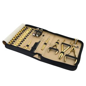 Hair Extension Installation Tools Kit with <b>Tape</b> in Pliers Crimping Threading Needle Rat Tail Comb Section Clips and Wig Thread - Product Image 1